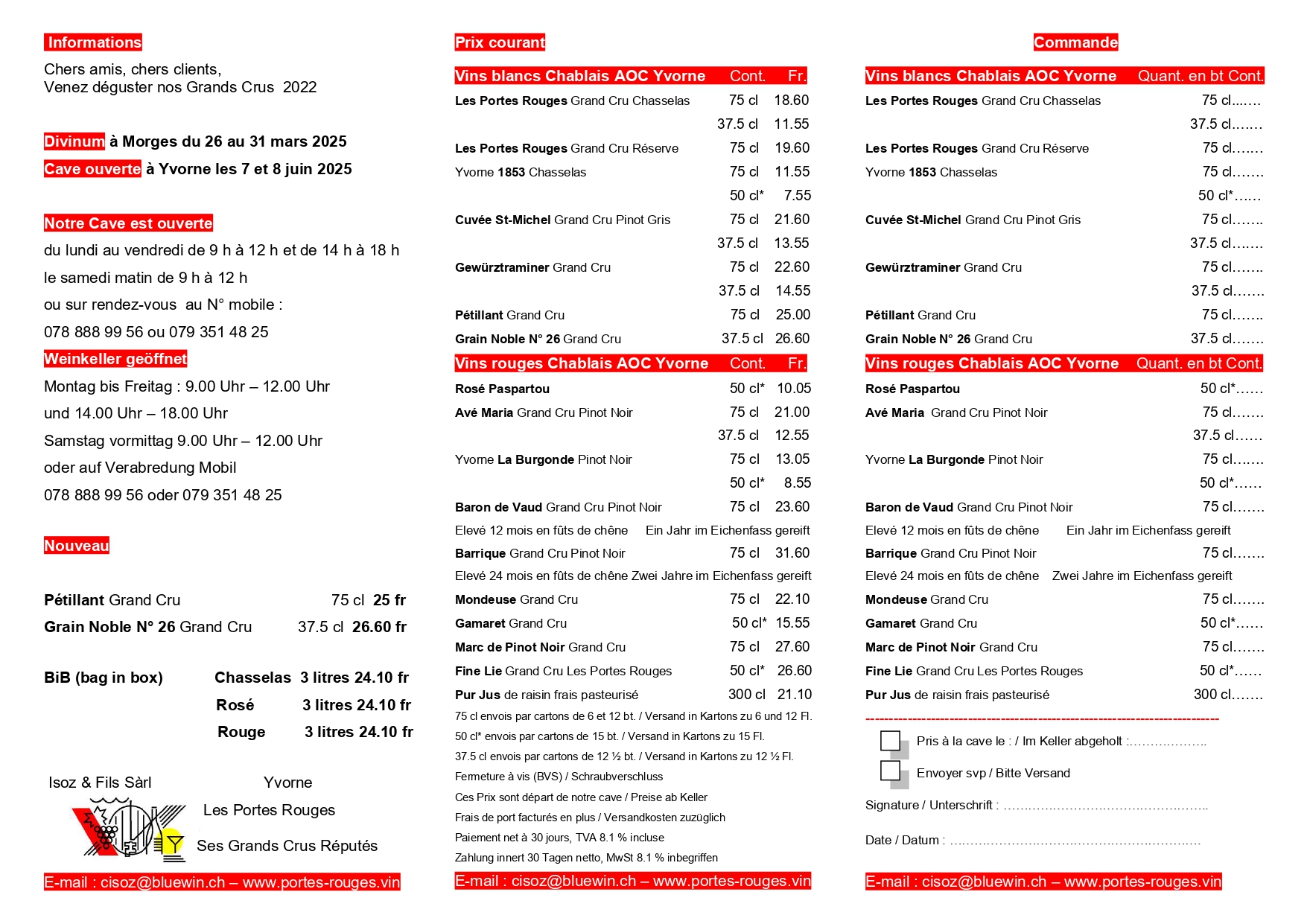 Liste prix vins